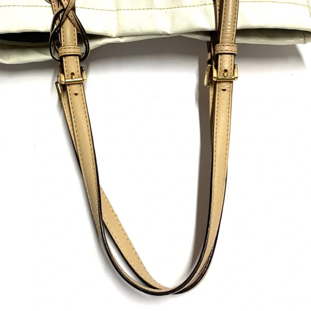 Michael Kors White Patent Tote Bag | MK Monogram Logo | Shoulder Purse